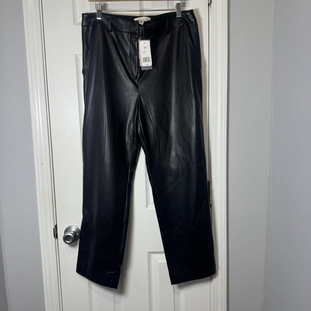 Philosophy Faux Leather Pants 16 NWT Black Moto Quiet Luxury Straight